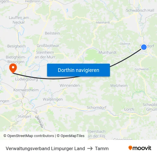 Verwaltungsverband Limpurger Land to Tamm map