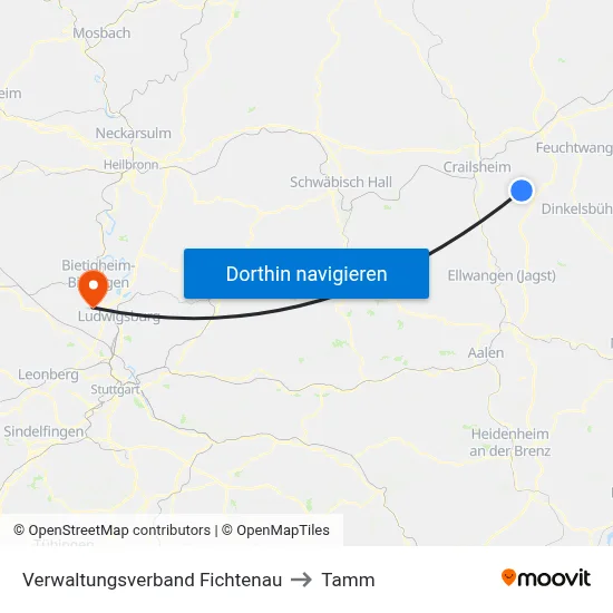 Verwaltungsverband Fichtenau to Tamm map