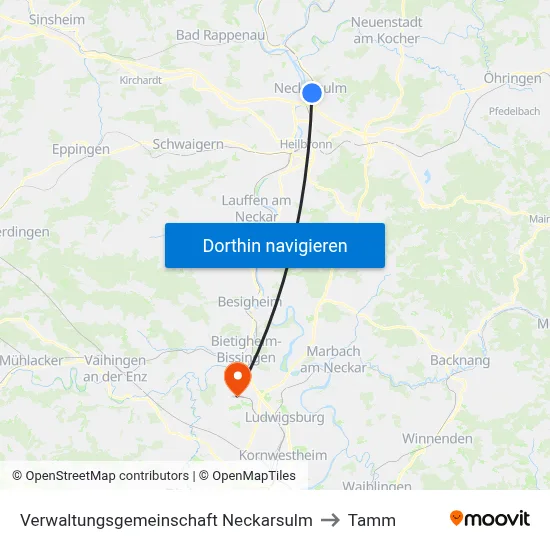 Verwaltungsgemeinschaft Neckarsulm to Tamm map