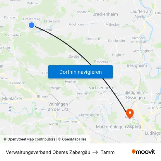 Verwaltungsverband Oberes Zabergäu to Tamm map