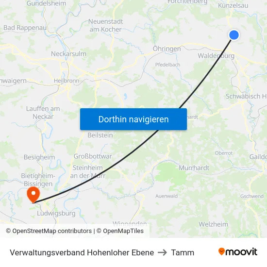 Verwaltungsverband Hohenloher Ebene to Tamm map