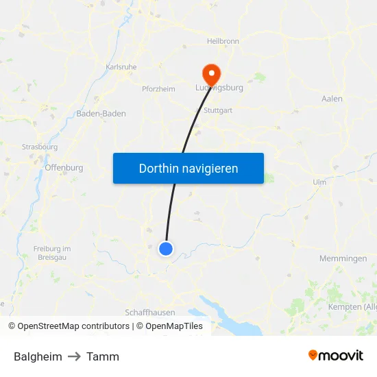 Balgheim to Tamm map