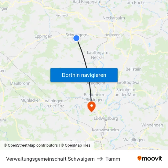 Verwaltungsgemeinschaft Schwaigern to Tamm map