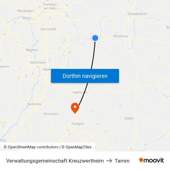 Verwaltungsgemeinschaft Kreuzwertheim to Tamm map