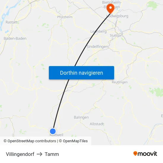 Villingendorf to Tamm map