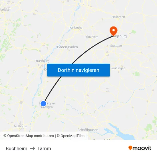 Buchheim to Tamm map
