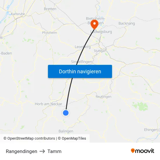 Rangendingen to Tamm map