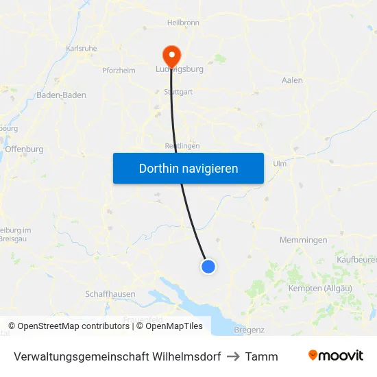 Verwaltungsgemeinschaft Wilhelmsdorf to Tamm map