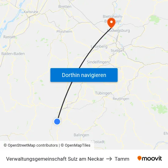 Verwaltungsgemeinschaft Sulz am Neckar to Tamm map