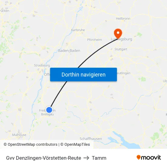 Gvv Denzlingen-Vörstetten-Reute to Tamm map