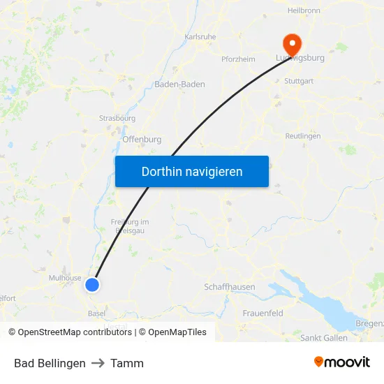 Bad Bellingen to Tamm map