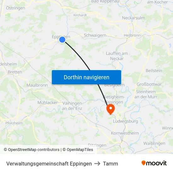 Verwaltungsgemeinschaft Eppingen to Tamm map