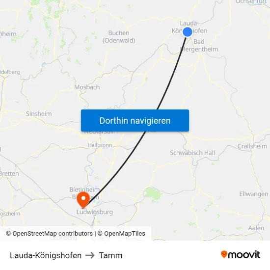 Lauda-Königshofen to Tamm map