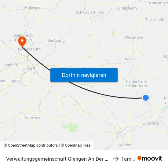 Verwaltungsgemeinschaft Giengen An Der Brenz to Tamm map