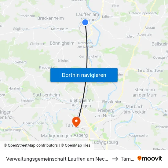 Verwaltungsgemeinschaft Lauffen am Neckar to Tamm map