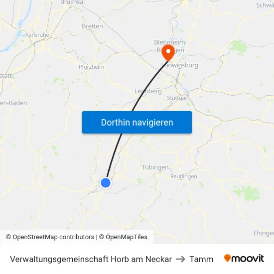 Verwaltungsgemeinschaft Horb am Neckar to Tamm map