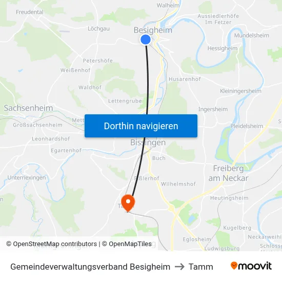 Gemeindeverwaltungsverband Besigheim to Tamm map
