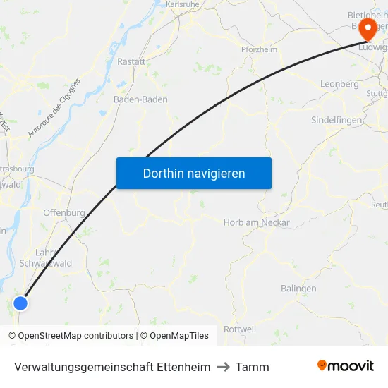 Verwaltungsgemeinschaft Ettenheim to Tamm map