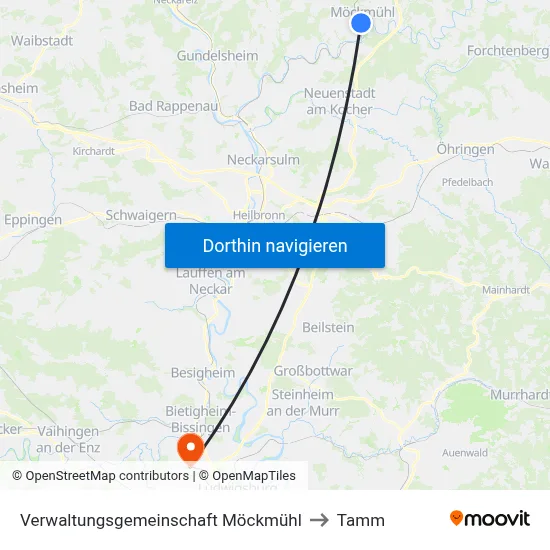 Verwaltungsgemeinschaft Möckmühl to Tamm map