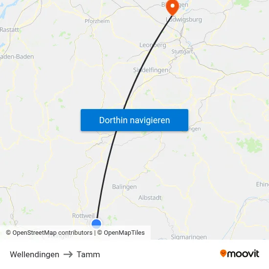 Wellendingen to Tamm map