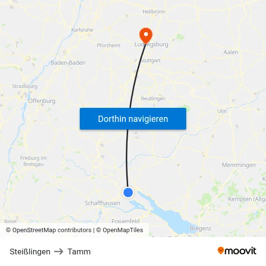 Steißlingen to Tamm map