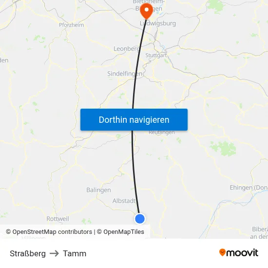 Straßberg to Tamm map