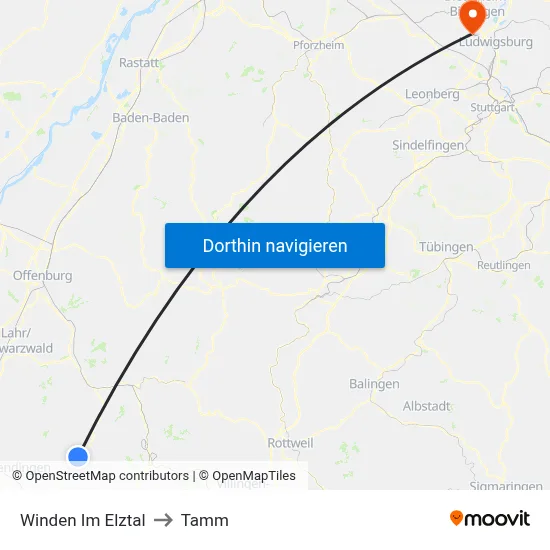 Winden Im Elztal to Tamm map