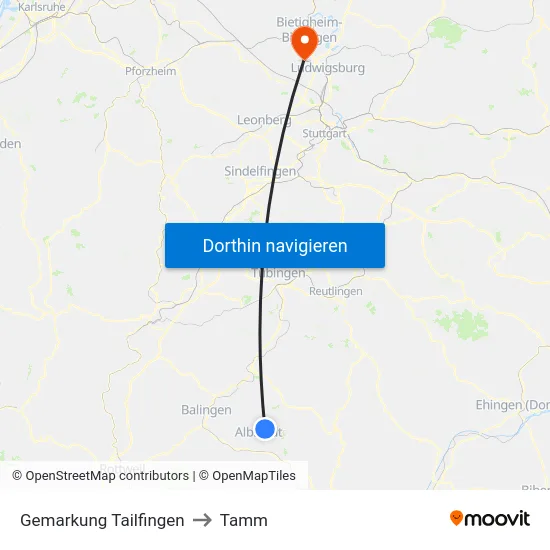 Gemarkung Tailfingen to Tamm map
