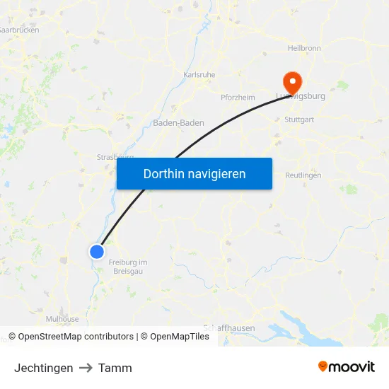 Jechtingen to Tamm map