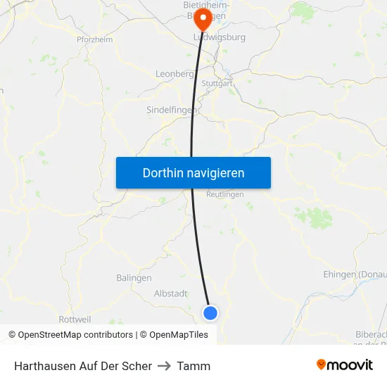 Harthausen Auf Der Scher to Tamm map