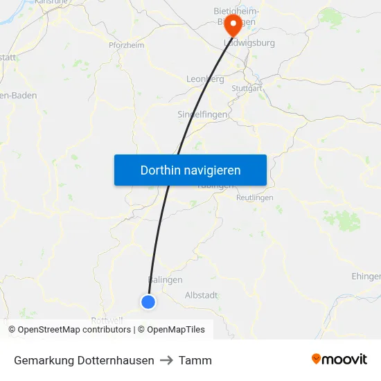 Gemarkung Dotternhausen to Tamm map