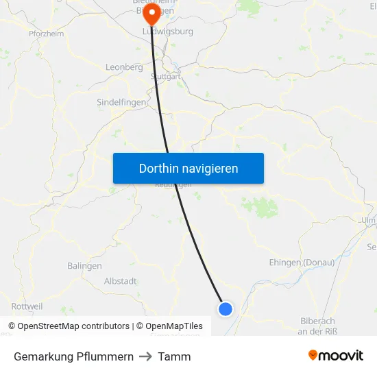 Gemarkung Pflummern to Tamm map
