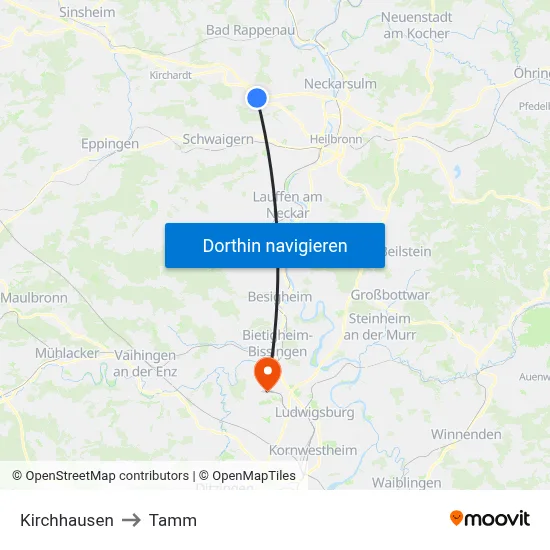 Kirchhausen to Tamm map
