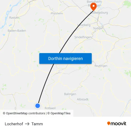 Locherhof to Tamm map