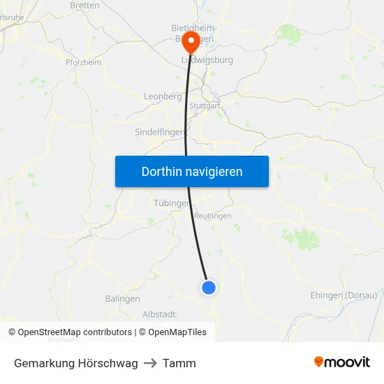 Gemarkung Hörschwag to Tamm map