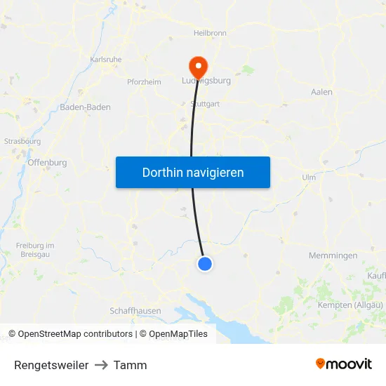 Rengetsweiler to Tamm map