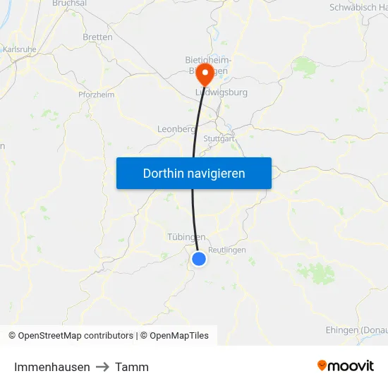 Immenhausen to Tamm map