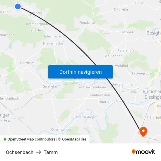 Ochsenbach to Tamm map