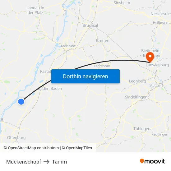 Muckenschopf to Tamm map