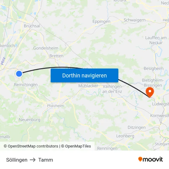 Söllingen to Tamm map