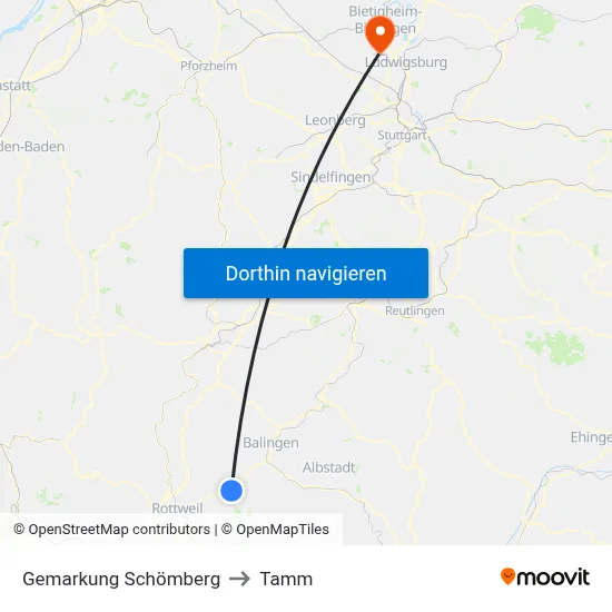 Gemarkung Schömberg to Tamm map