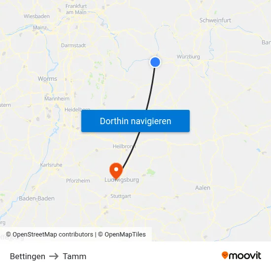 Bettingen to Tamm map
