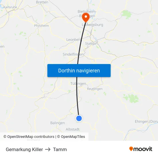 Gemarkung Killer to Tamm map