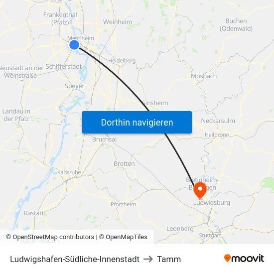 Ludwigshafen-Südliche-Innenstadt to Tamm map