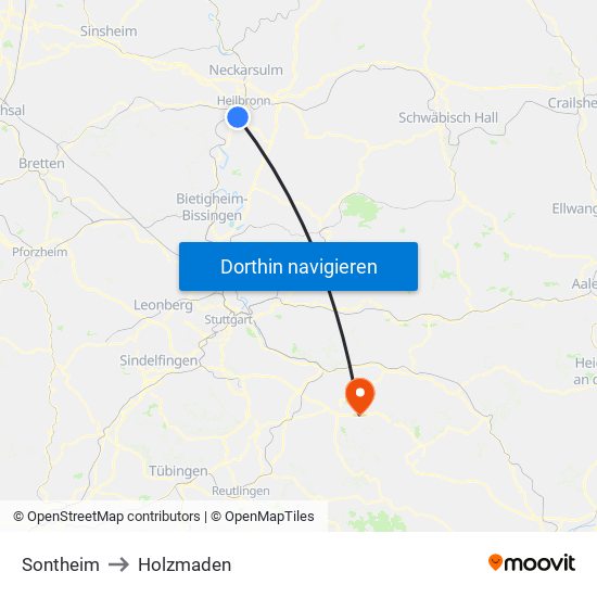 Sontheim to Holzmaden map