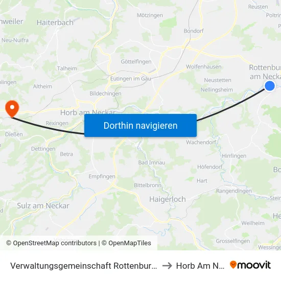 Verwaltungsgemeinschaft Rottenburg am Neckar to Horb Am Neckar map