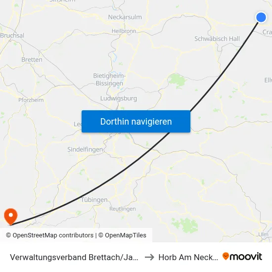 Verwaltungsverband Brettach/Jagst to Horb Am Neckar map