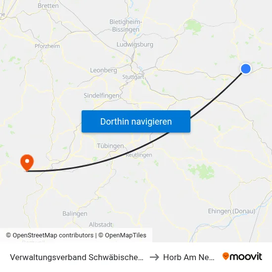 Verwaltungsverband Schwäbischer Wald to Horb Am Neckar map