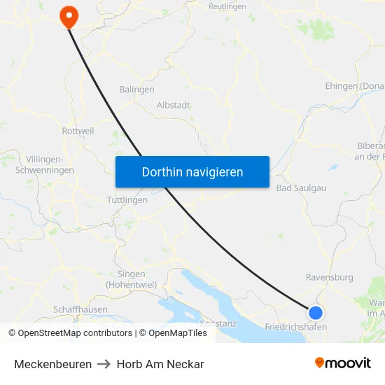 Meckenbeuren to Horb Am Neckar map