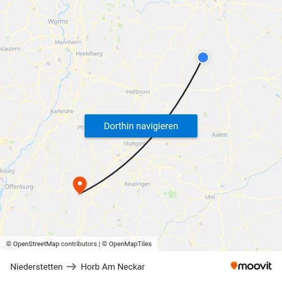 Niederstetten to Horb Am Neckar map